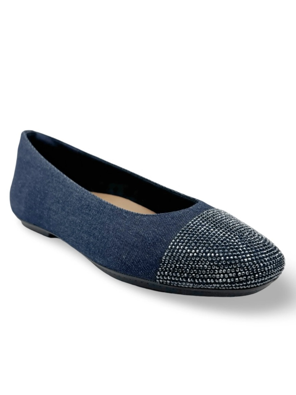 FitFlop Delicato Crystal Cap Toe Ballerina Denim Flats Size 7 NEW